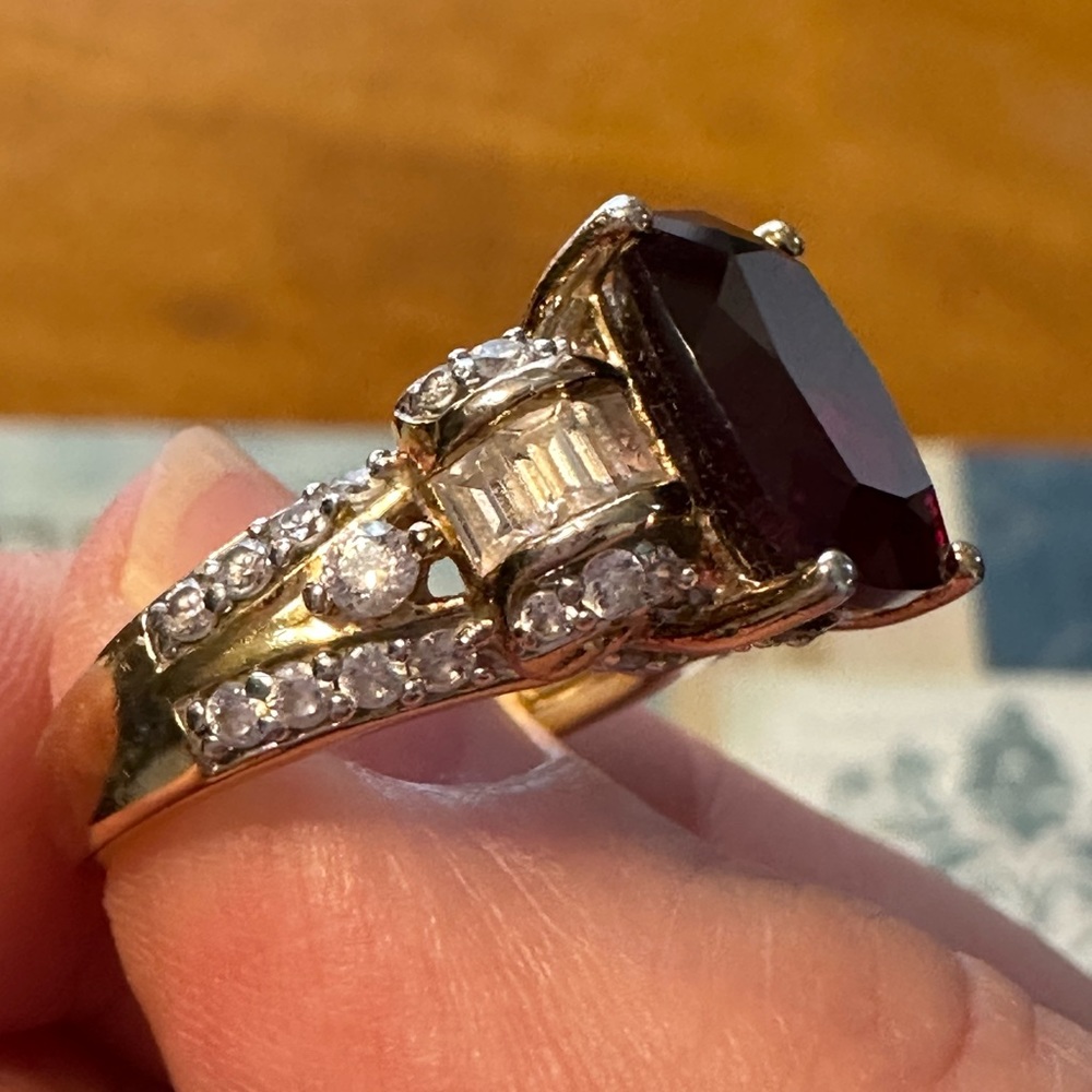 Ruby Cocktail Ring (Lab Created Stone) 18k Gold O… - image 2